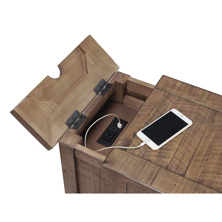 Image 4 Monterey 16" Wide Reclaimed Natural Side Table w/Plugs and USB Ports more views