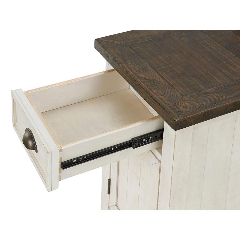 Image 5 Monterey 16" Wide White and Brown Side Table with Plugs and USB Ports more views
