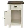 Monterey 16" Wide White and Brown Side Table with Plugs and USB Ports
