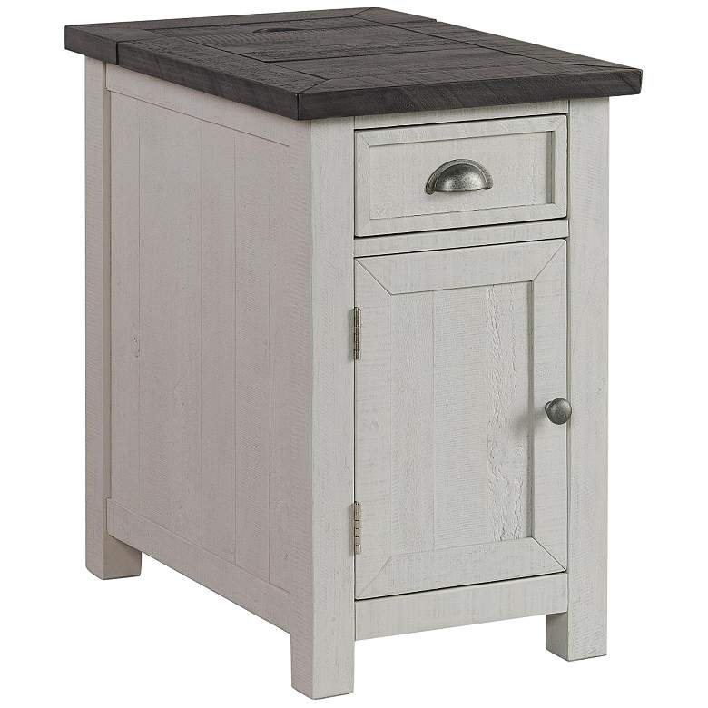 Image 2 Monterey 16" Wide White and Gray Side Table with Plugs and USB Ports