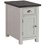 Monterey 16" Wide White and Gray Side Table with Plugs and USB Ports