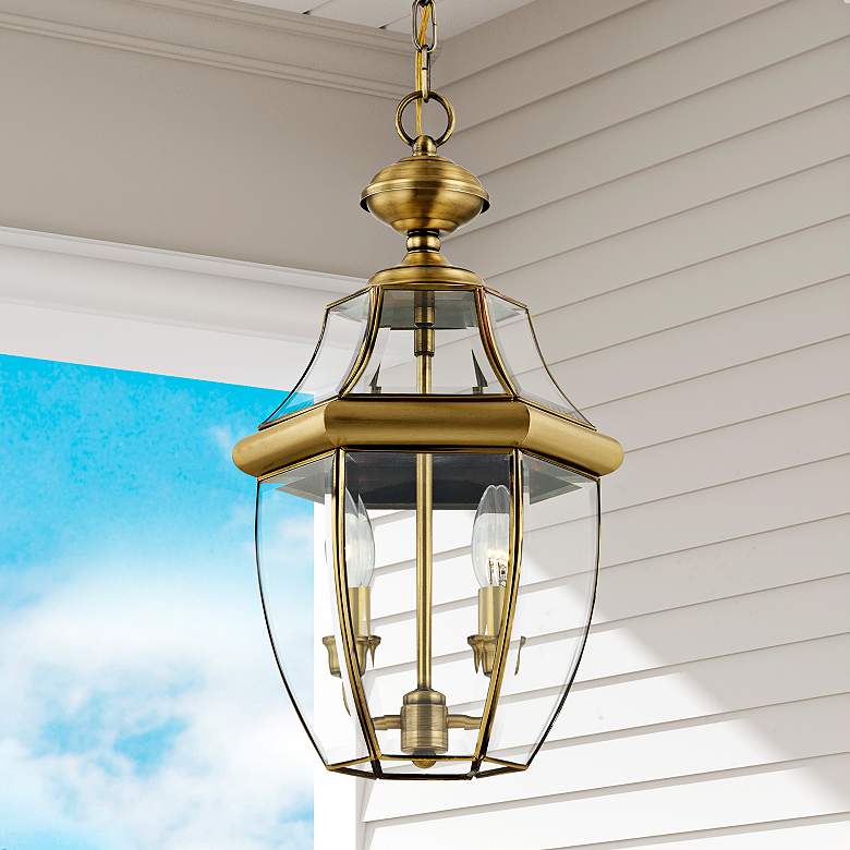 Image 2 Monterey 19"H Antique Brass 2-Light Outdoor Hanging Light