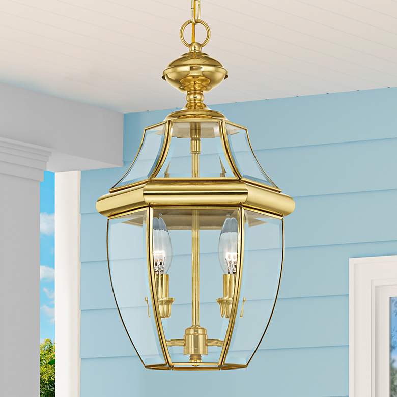 Image 2 Monterey 19"H Polished Brass 2-Light Outdoor Hanging Light