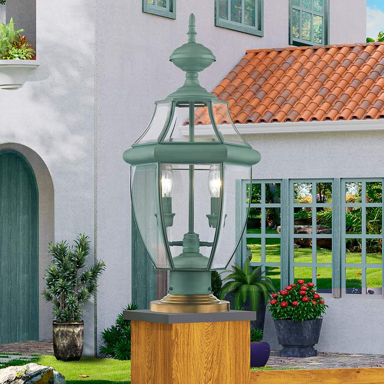 Image 1 Monterey 2 Light Verdigris Outdoor Post Top Lantern