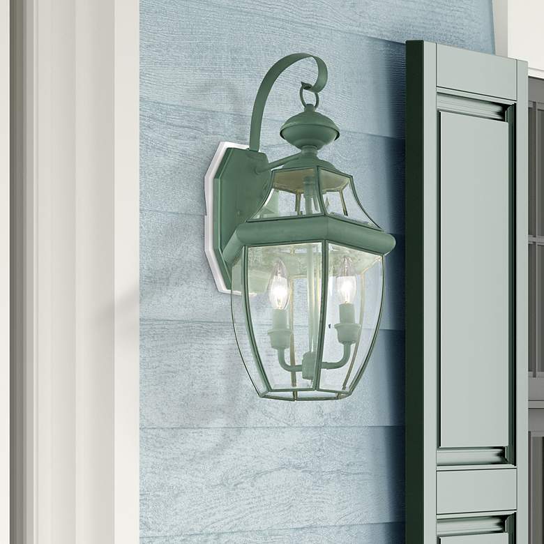 Image 1 Monterey 20.25-in H Verdigris Candelabra Base (E-12) Outdoor Wall Light