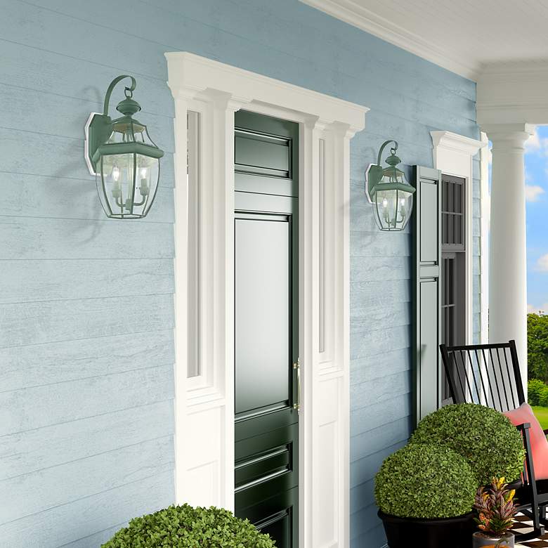 Image 4 Monterey 20.25-in H Verdigris Candelabra Base (E-12) Outdoor Wall Light more views