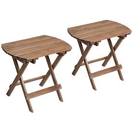 Image1 of Monterey 20" Wide Natural Wood Outdoor Side Tables Set of 2