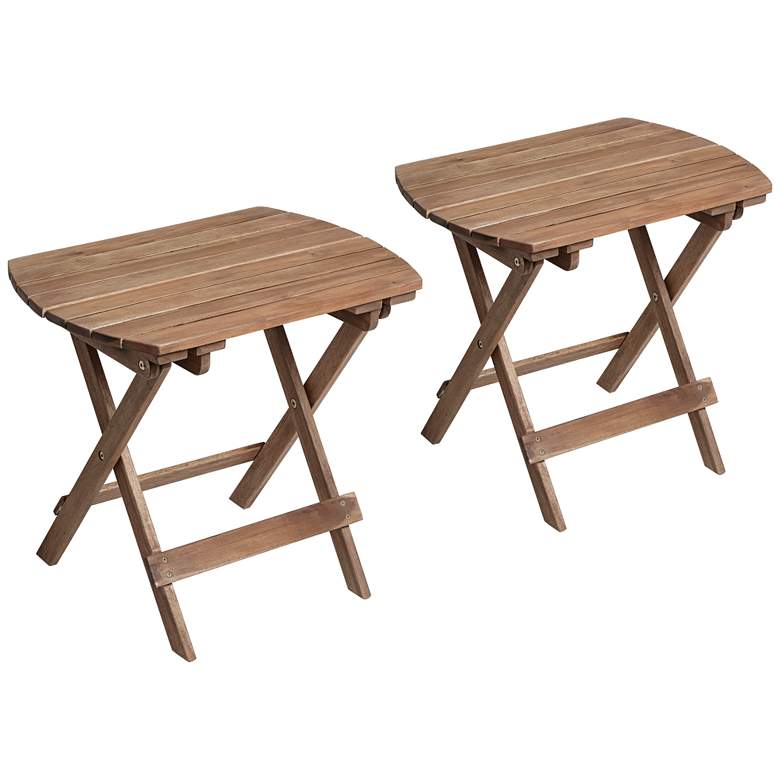 Image 1 Monterey 20 inch Wide Natural Wood Outdoor Side Tables Set of 2