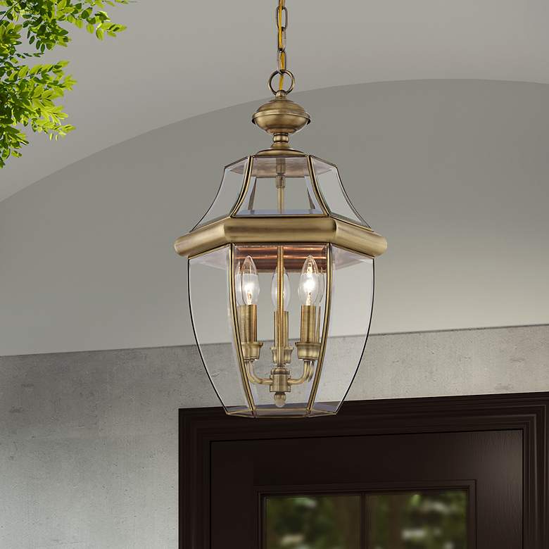 Image 1 Monterey 21-in Antique Brass Outdoor Pendant Light