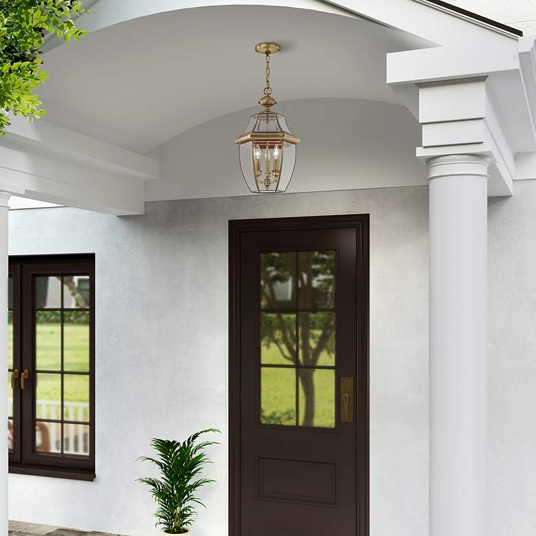 Image 3 Monterey 21-in Antique Brass Outdoor Pendant Light more views