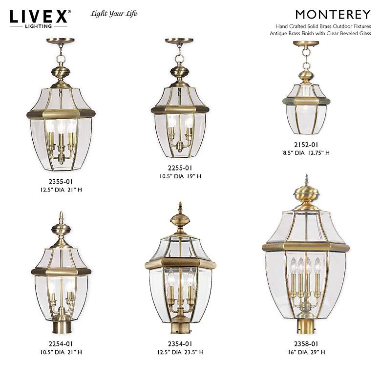 Image 6 Monterey 21-in Antique Brass Outdoor Pendant Light more views
