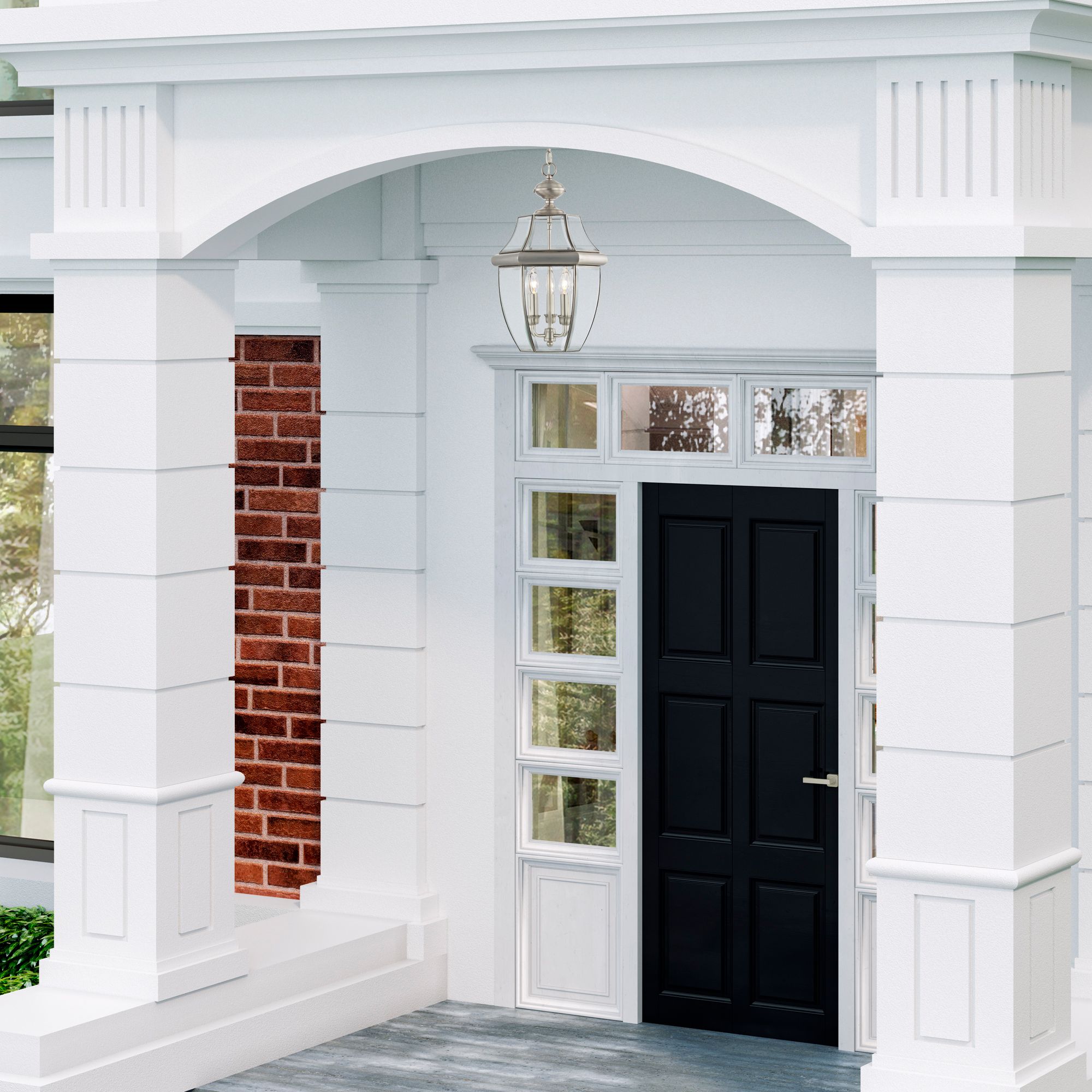 Monterey 21-in Brushed Nickel Outdoor Pendant Light