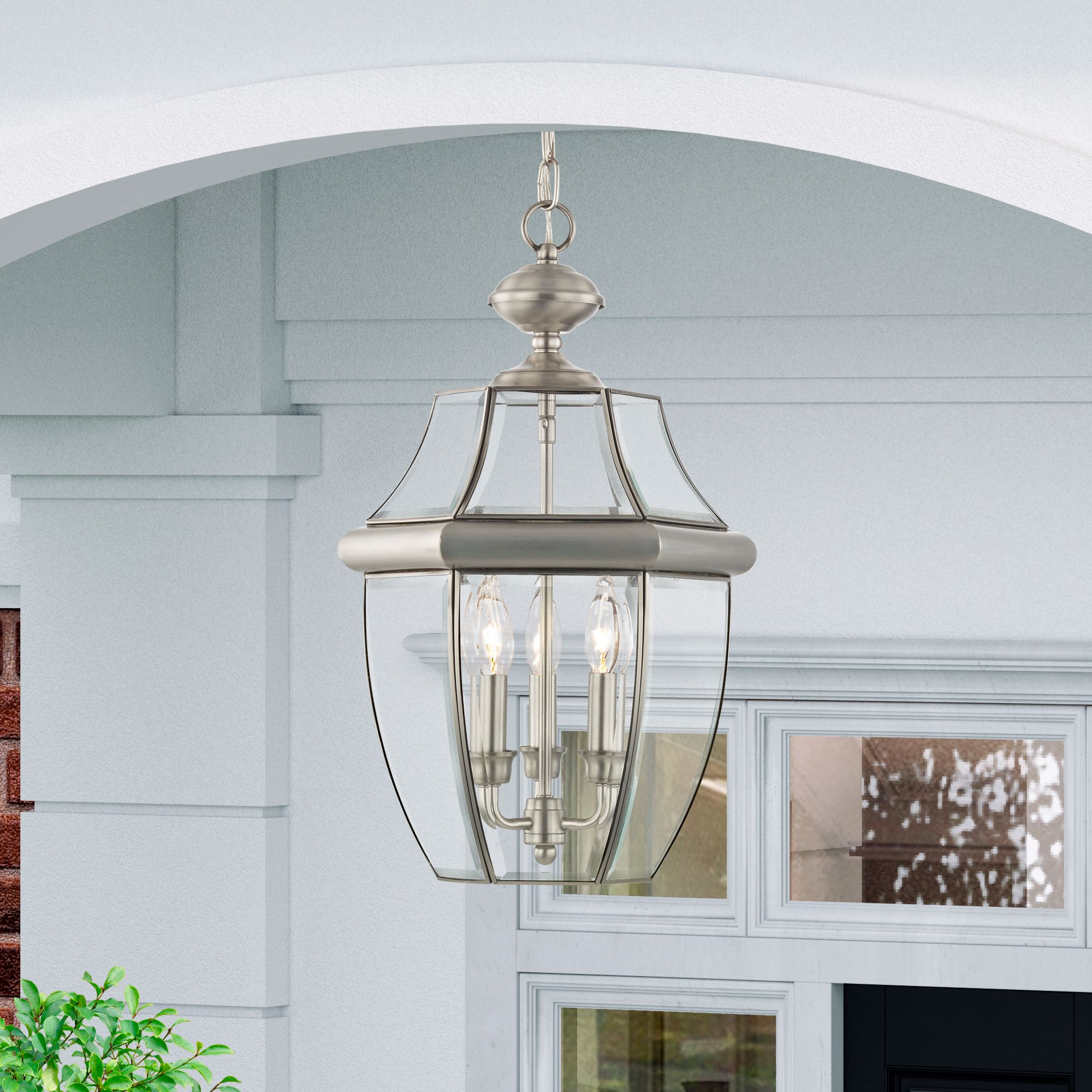Monterey 21-in Brushed Nickel Outdoor Pendant Light