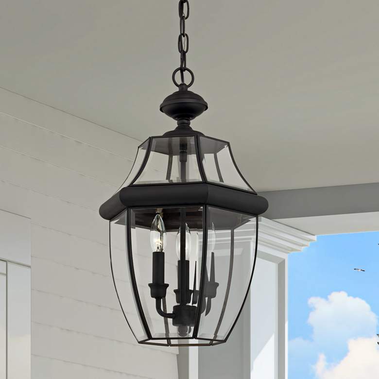 Image 2 Monterey 21" High Black 3-Light Outdoor Hanging Light