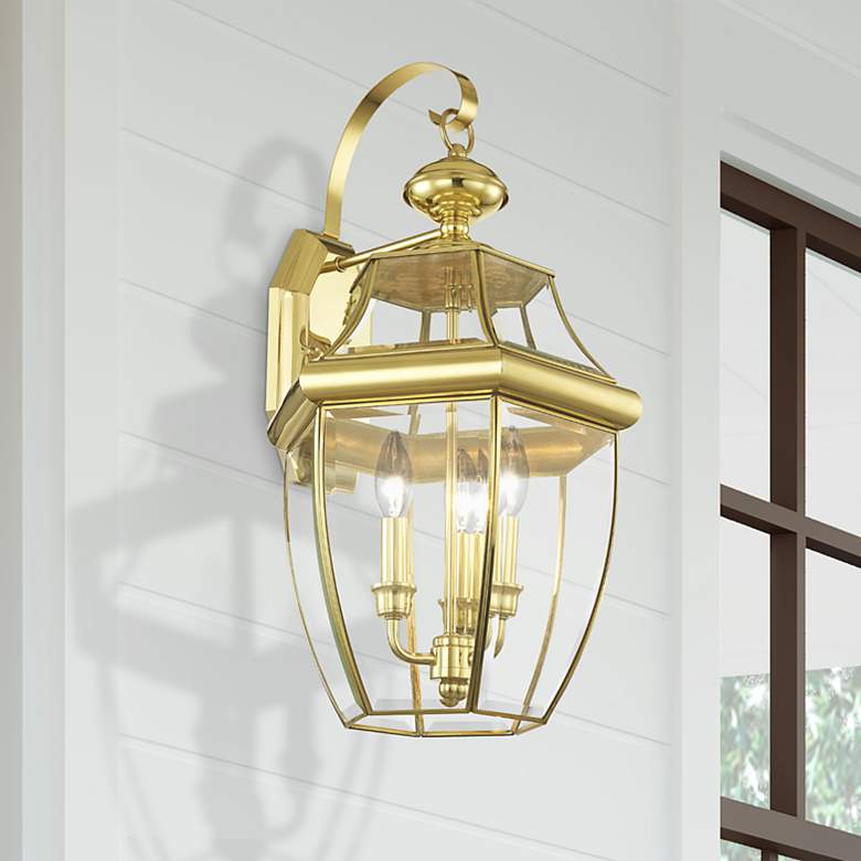 Image 1 Monterey 22 1/2" High Polished Brass Outdoor Wall Light