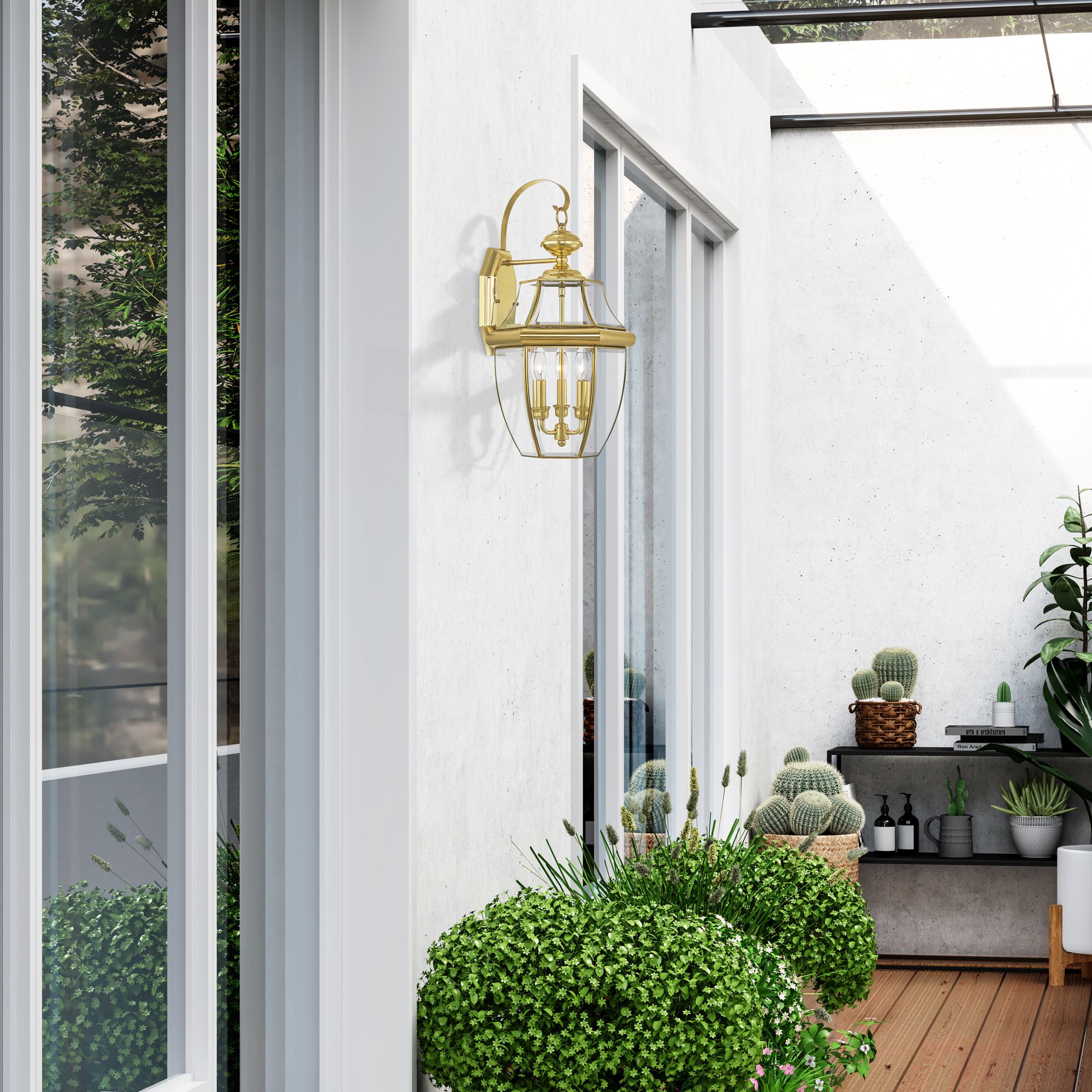 Monterey 22 1/2" High Polished Brass Outdoor Wall Light