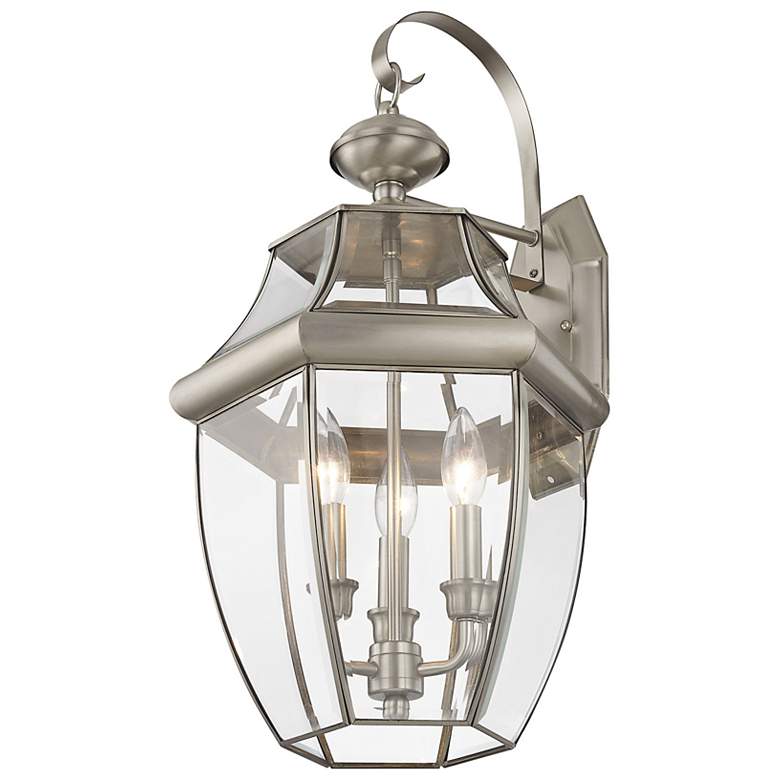 Image 6 Monterey 22 1/2"H Brushed Nickel 3-Light Outdoor Wall Light more views