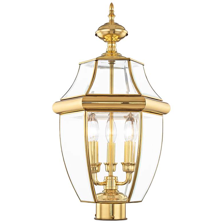 Image 2 Monterey 23 1/2"H Polished Brass 3-Light Outdoor Post Light