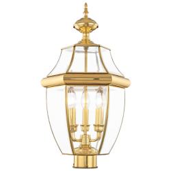 Monterey 23 1/2"H Polished Brass 3-Light Outdoor Post Light