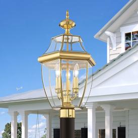 Monterey 23 1/2"H Polished Brass 3-Light Outdoor Post Light Monterey 23 1/2"H Polished Brass 3-Light Outdoor Post Light