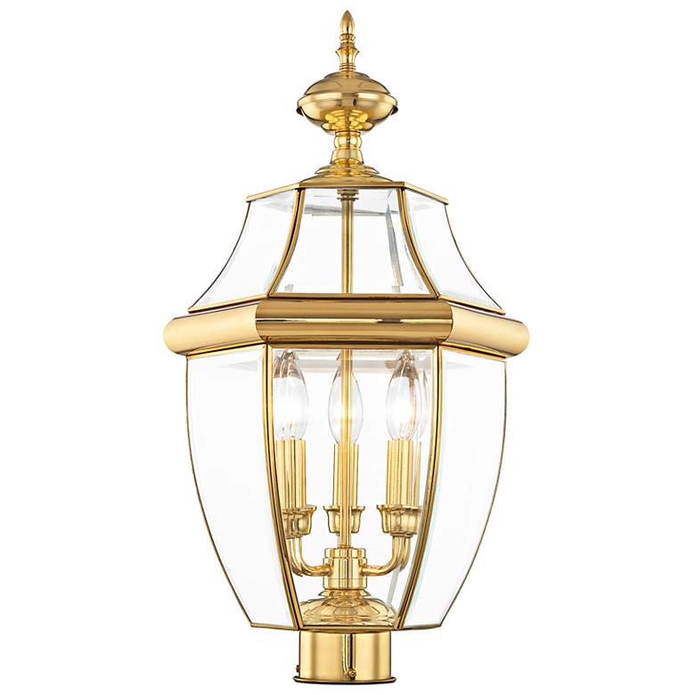 Image 4 Monterey 23 1/2"H Polished Brass 3-Light Outdoor Post Light more views