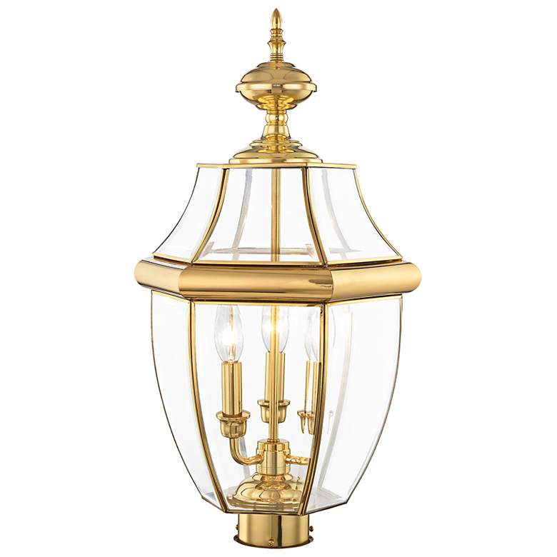 Image 6 Monterey 23 1/2"H Polished Brass 3-Light Outdoor Post Light more views