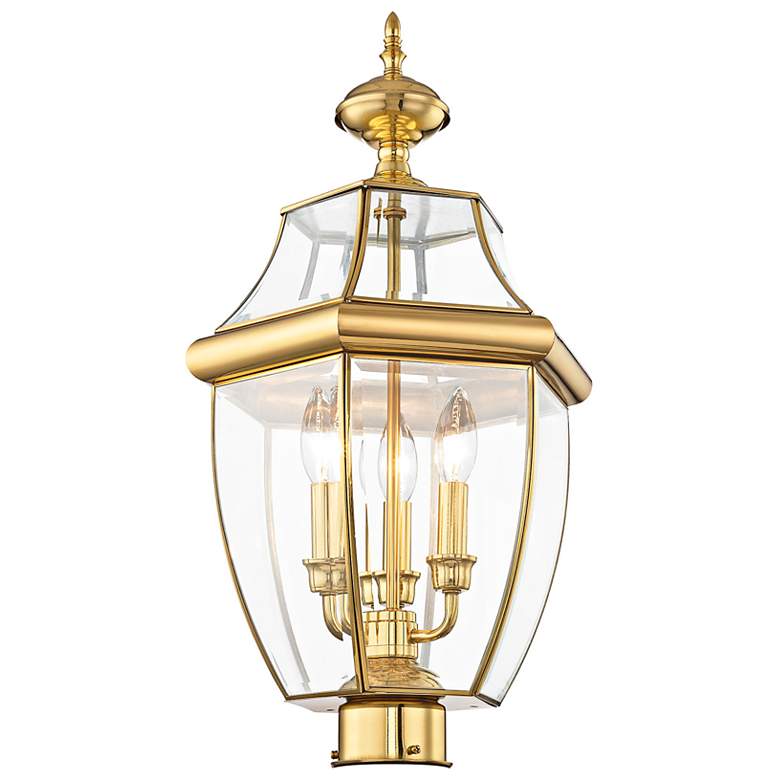 Image 7 Monterey 23 1/2"H Polished Brass 3-Light Outdoor Post Light more views