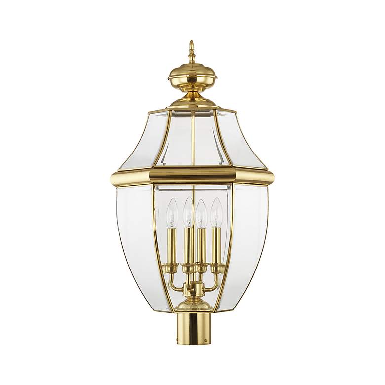 Image 3 Monterey 29" High Polished Brass 4-Light Outdoor Post Light more views