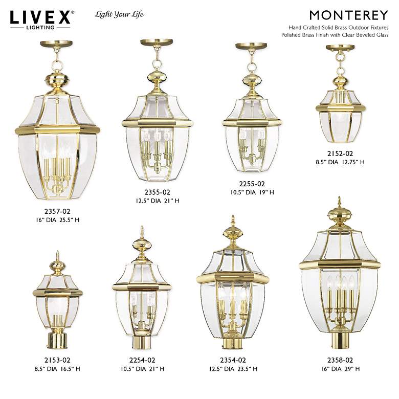 Image 7 Monterey 29" High Polished Brass 4-Light Outdoor Post Light more views