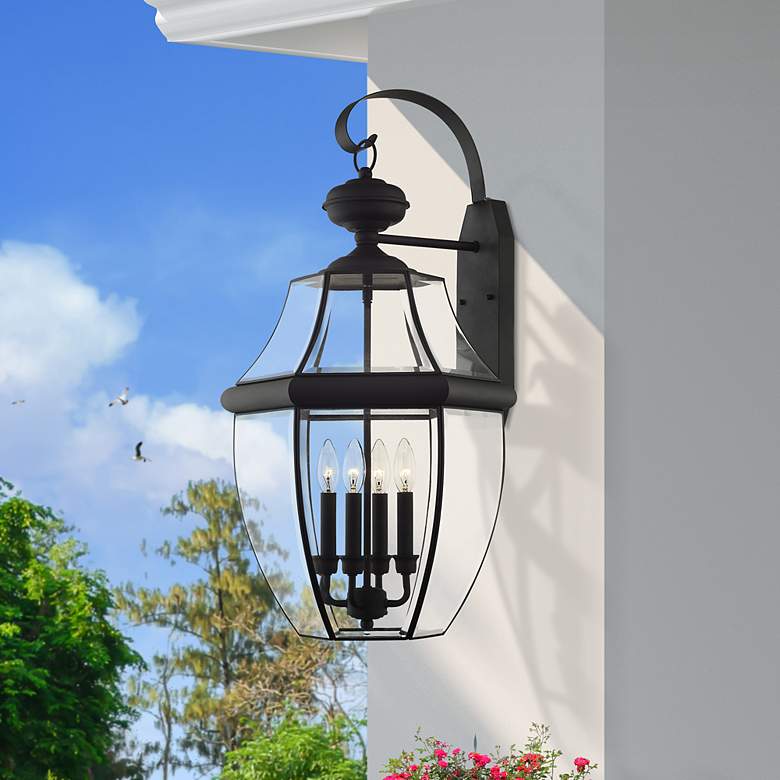 Image 1 Monterey 30-in H Black Candelabra Base (E-12) Outdoor Wall Light