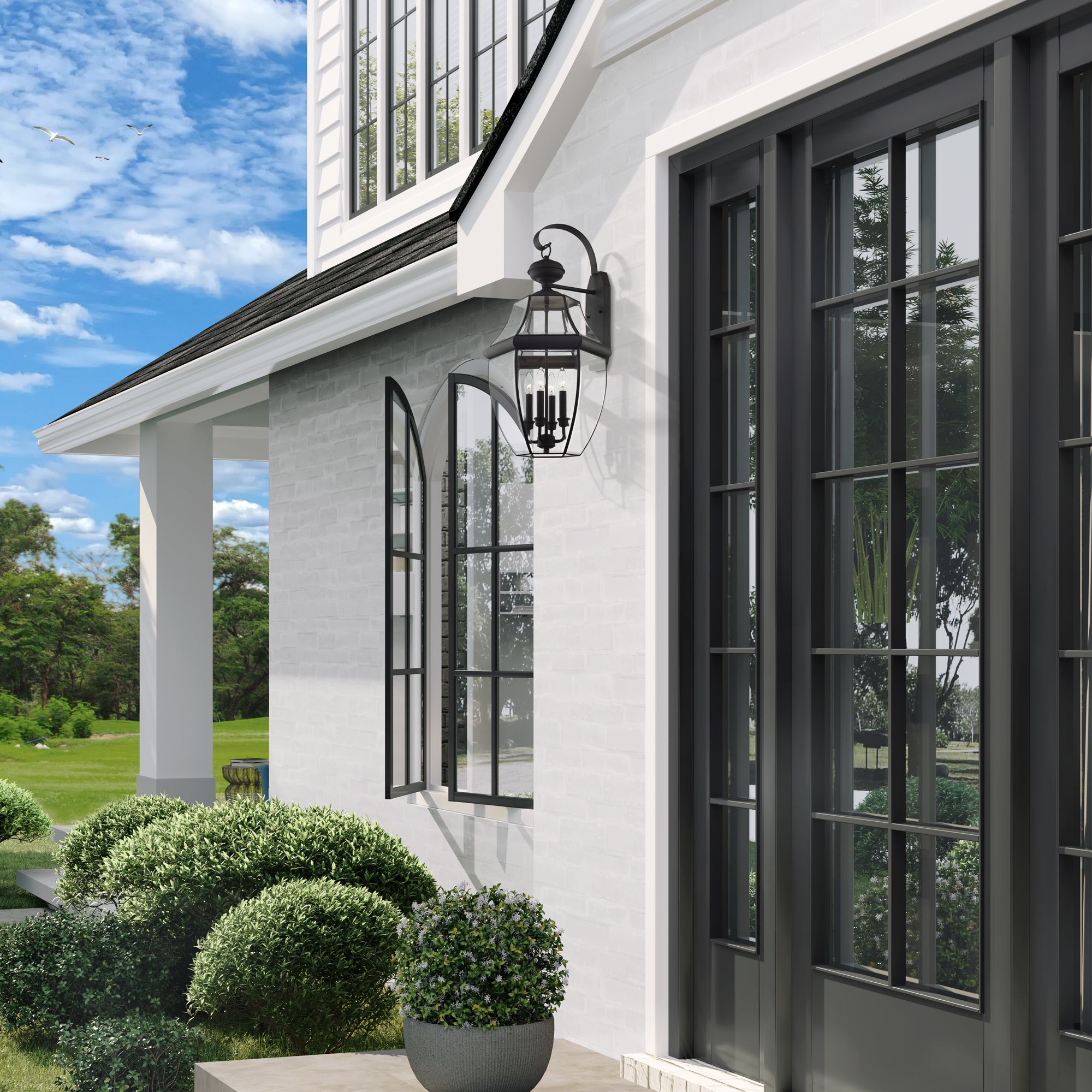 Monterey 30-in H Black Candelabra Base (E-12) Outdoor Wall Light