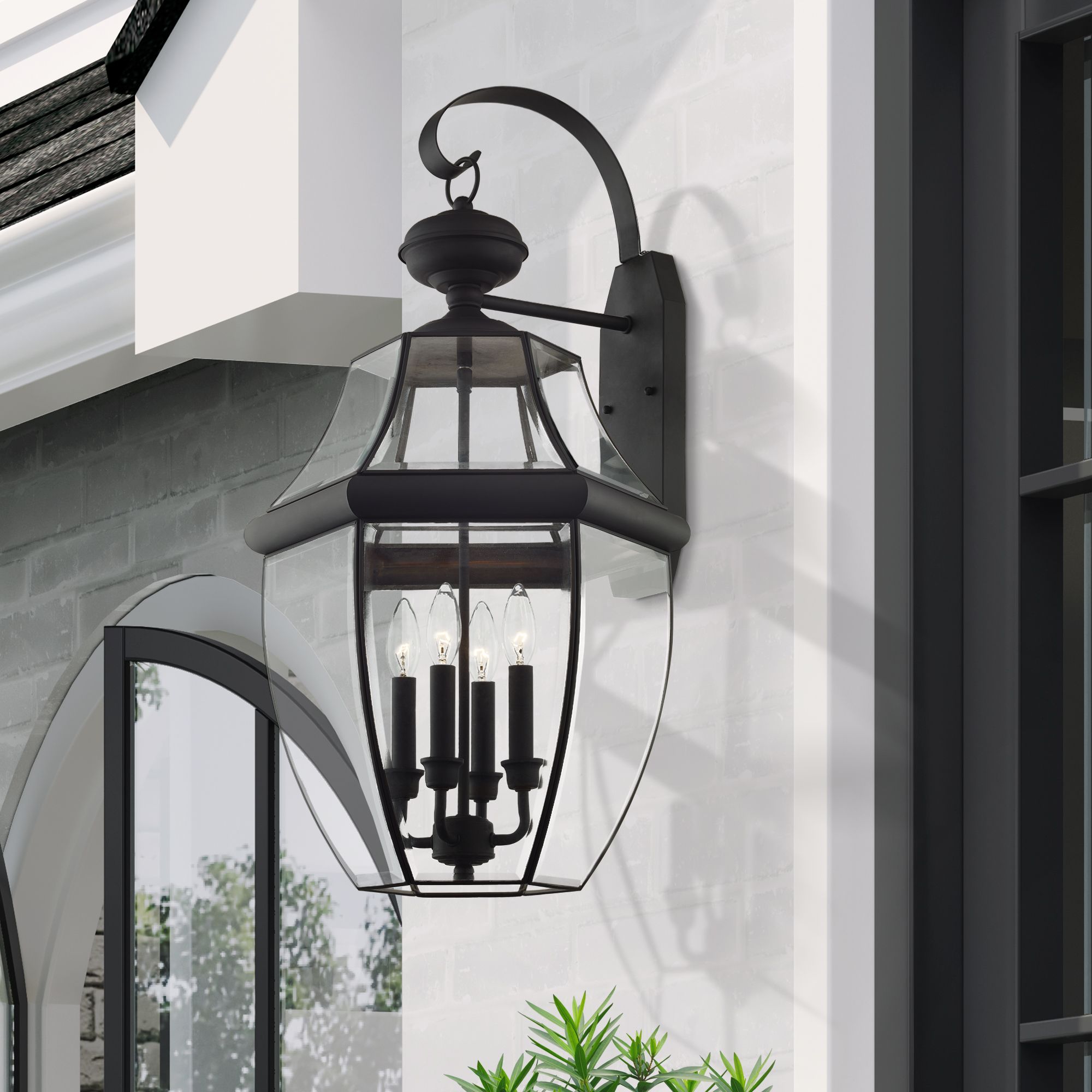 Monterey 30-in H Black Candelabra Base (E-12) Outdoor Wall Light