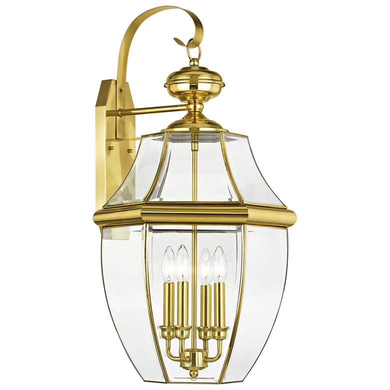 Image 1 Monterey 30" High Polished Brass 4-Light Outdoor Wall Light