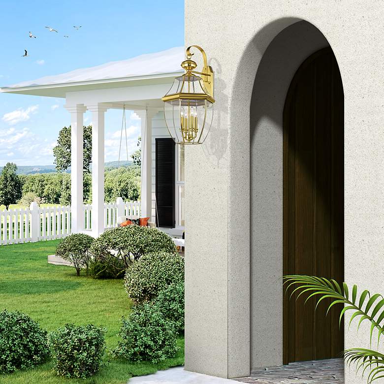 Image 3 Monterey 30" High Polished Brass 4-Light Outdoor Wall Light more views