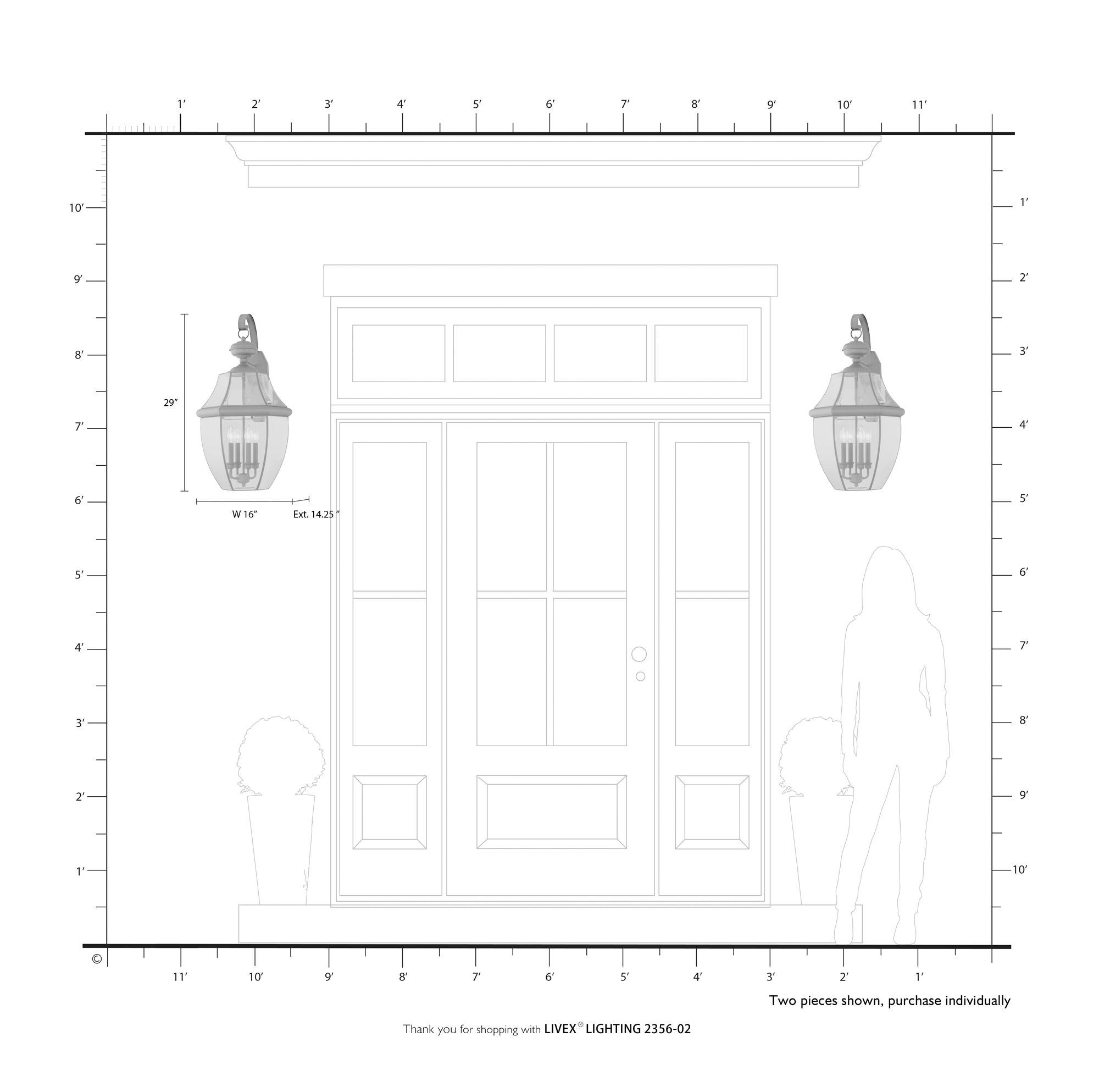 Monterey 30" High Polished Brass 4-Light Outdoor Wall Light