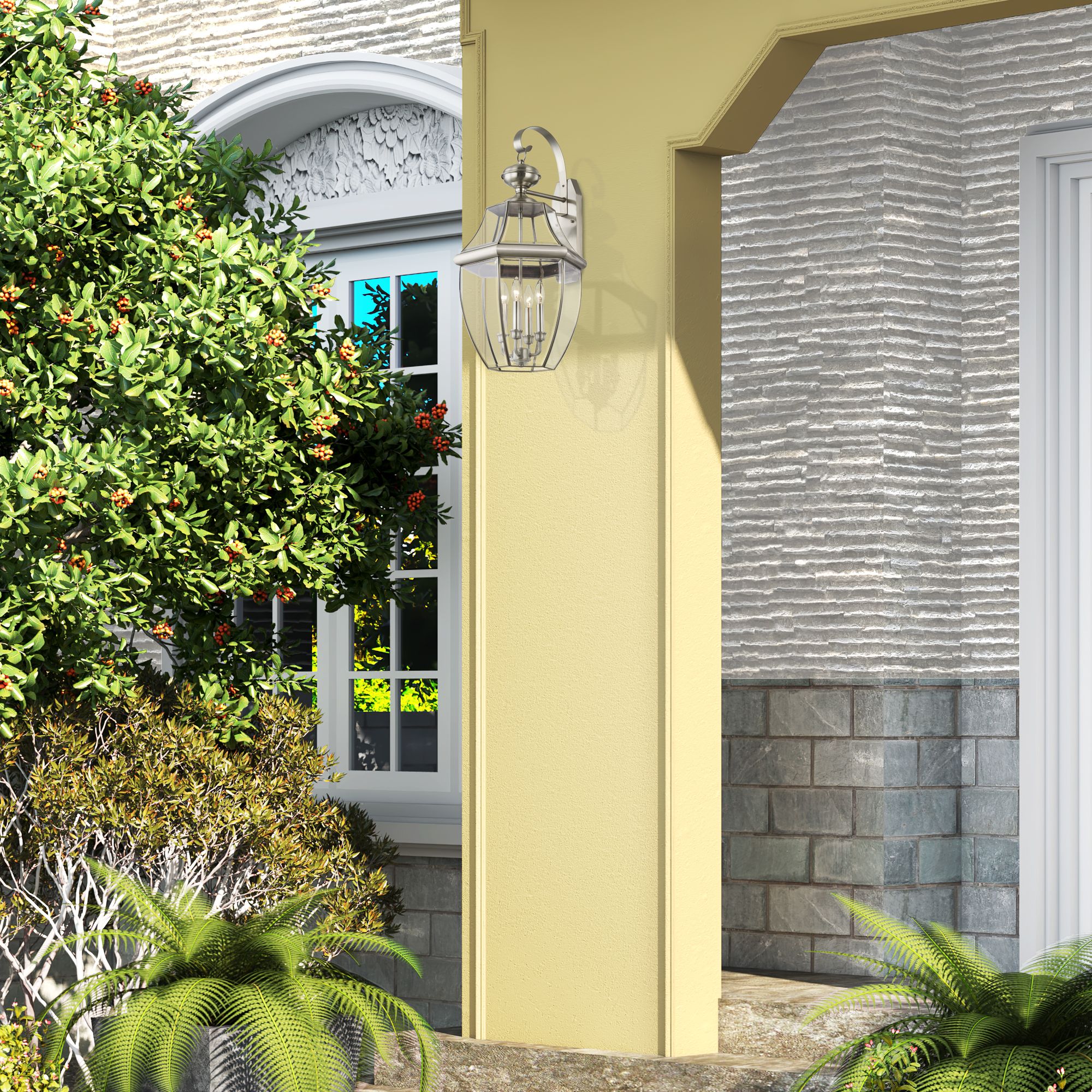 Image 3 Monterey 4 Light Brushed Nickel Outdoor Wall Lantern more views