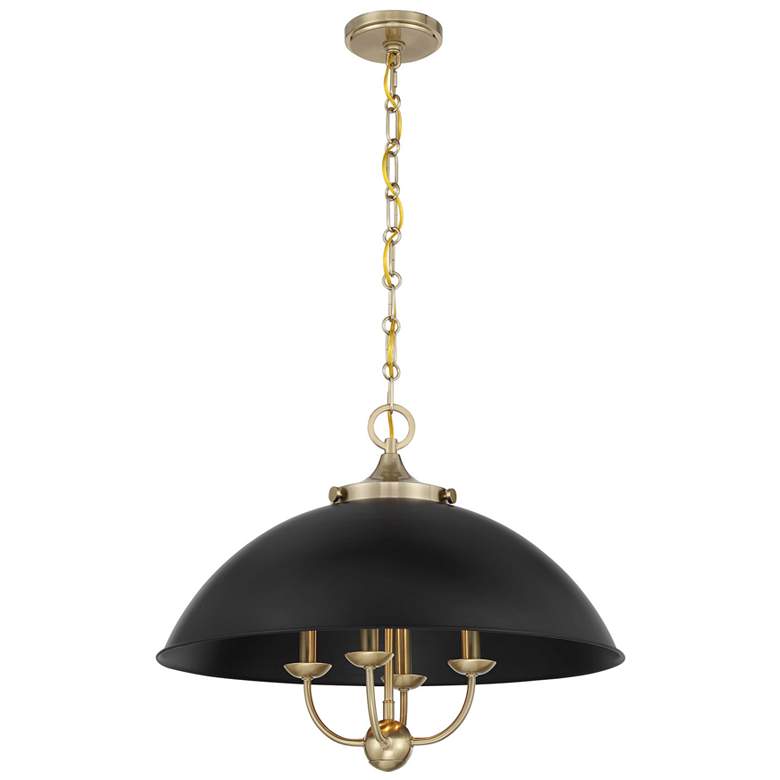 Image 1 Monterey 4-Light Pendant in Matte Black and Warm Brass