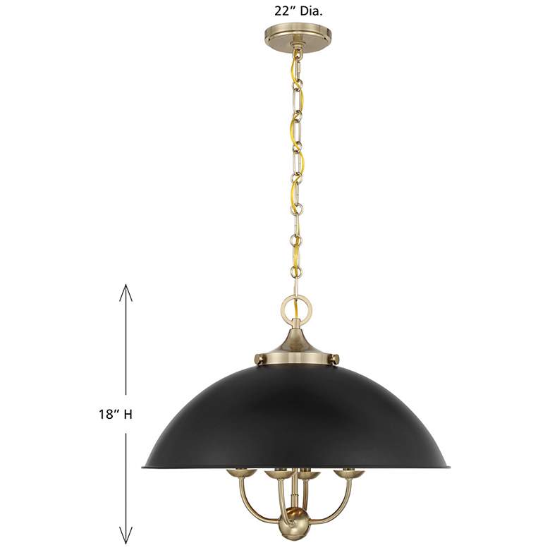 Image 7 Monterey 4-Light Pendant in Matte Black and Warm Brass more views
