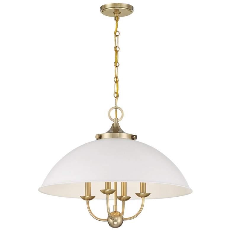 Image 1 Monterey 4-Light Pendant in White and Warm Brass