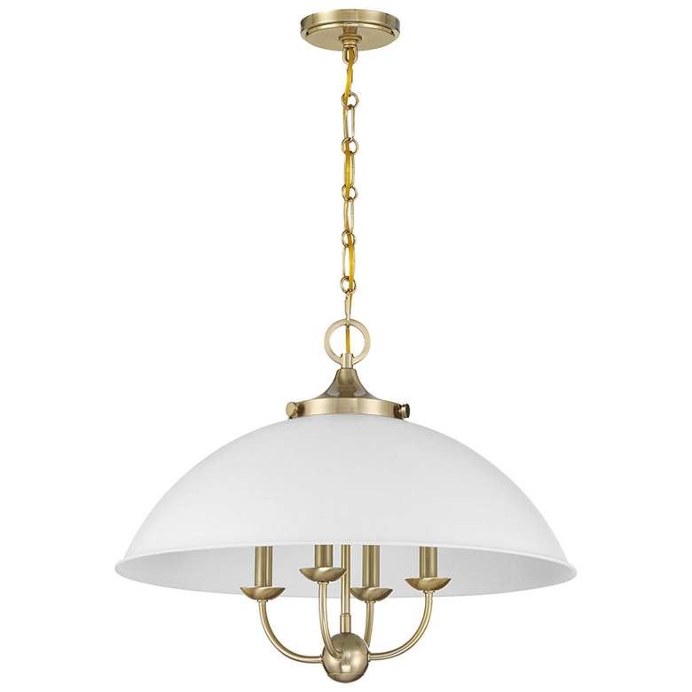 Image 2 Monterey 4-Light Pendant in White and Warm Brass more views