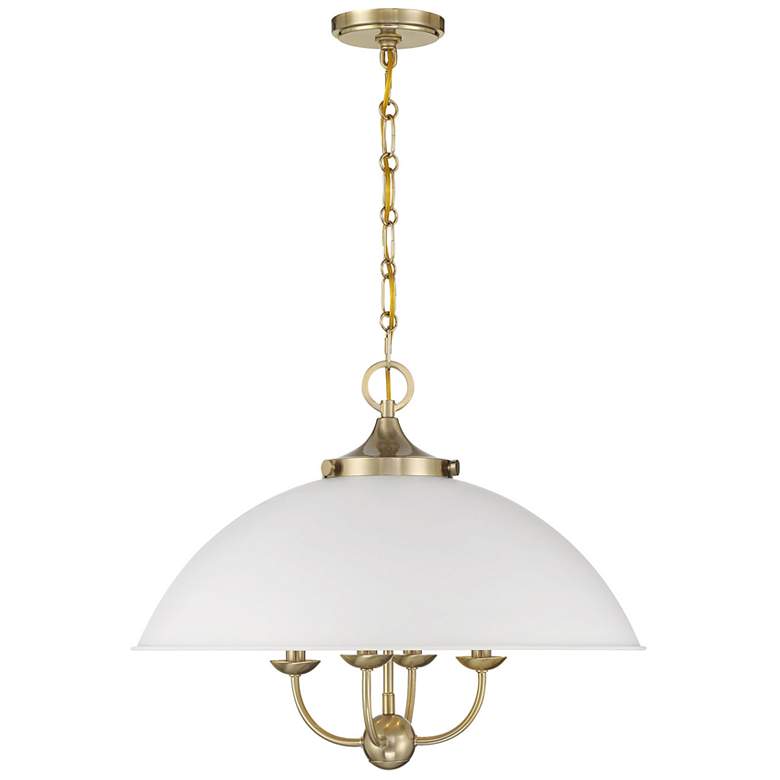 Image 3 Monterey 4-Light Pendant in White and Warm Brass more views