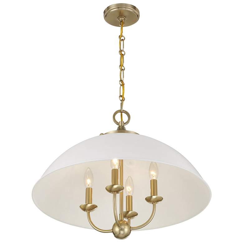 Image 4 Monterey 4-Light Pendant in White and Warm Brass more views