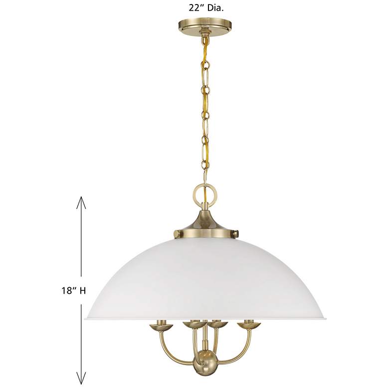 Image 6 Monterey 4-Light Pendant in White and Warm Brass more views