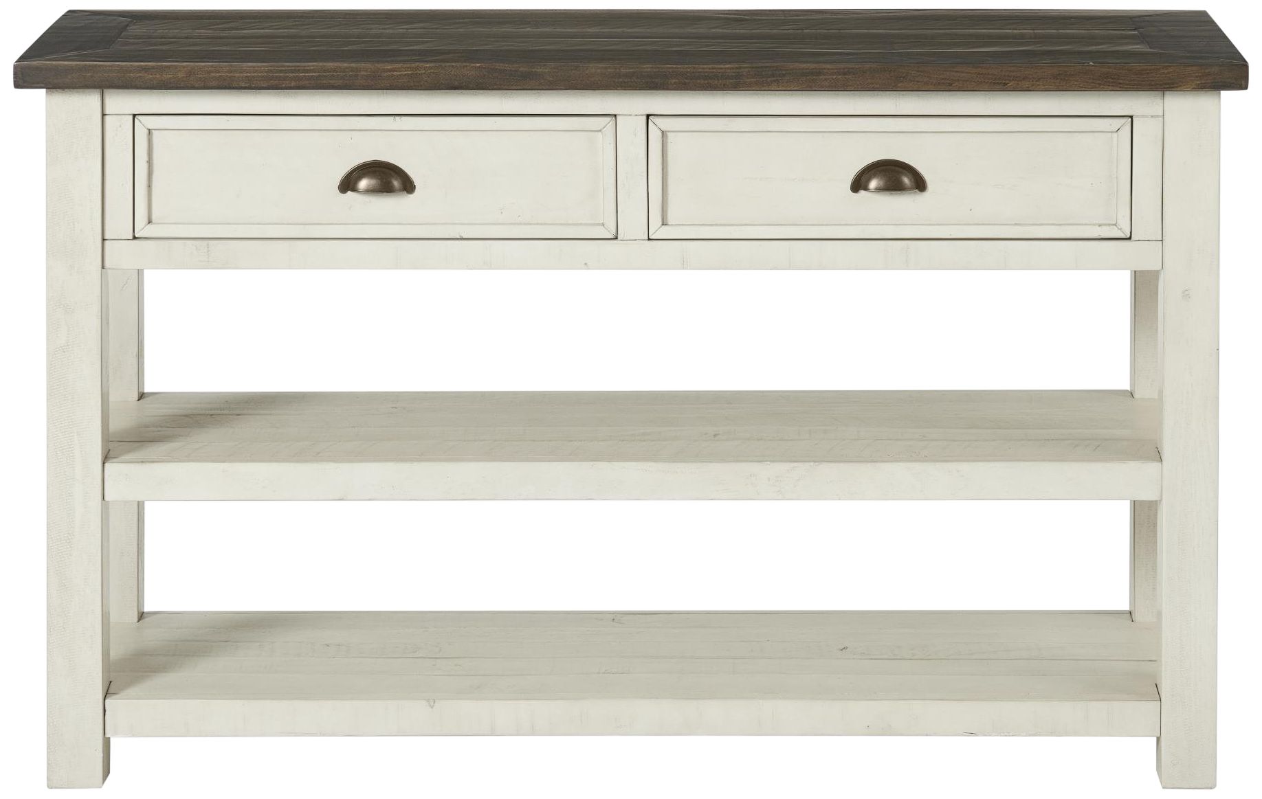 Monterey 50" Wide White and Brown Sofa Console Table Image 2