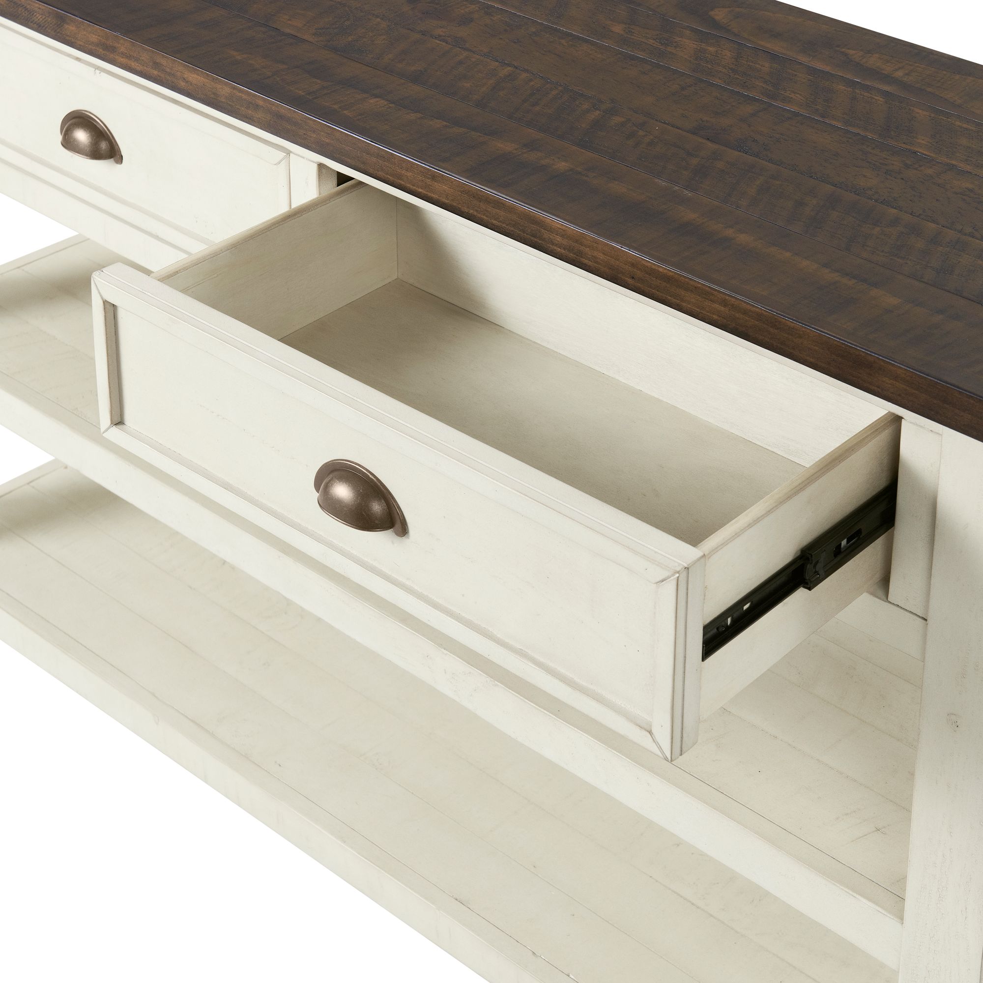 Monterey 50" Wide White and Brown Sofa Console Table Image 4