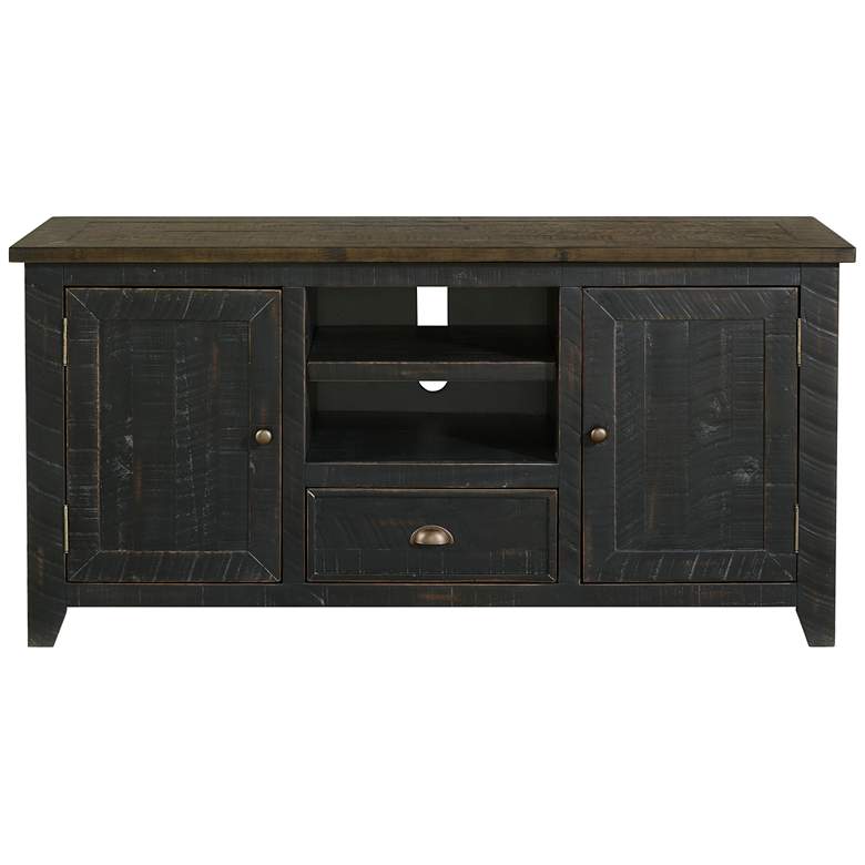 Image 2 Monterey 60 inch Wide Black and Brown Wood TV Stand