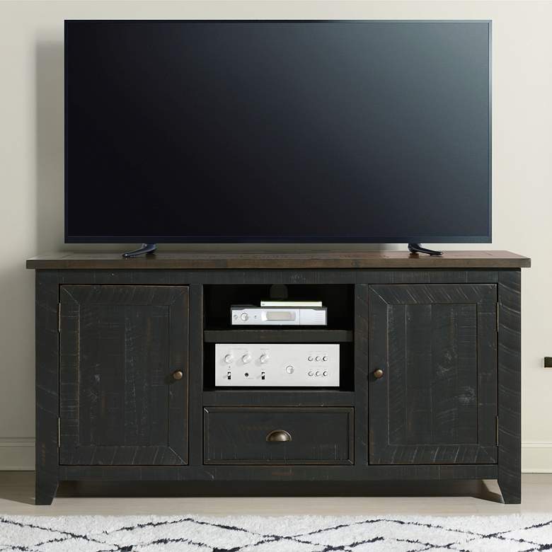 Image 1 Monterey 60" Wide Black and Brown Wood TV Stand