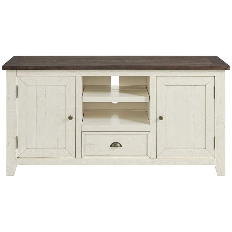 Monterey 60&quot; Wide Cream White and Brown Wood TV Stand