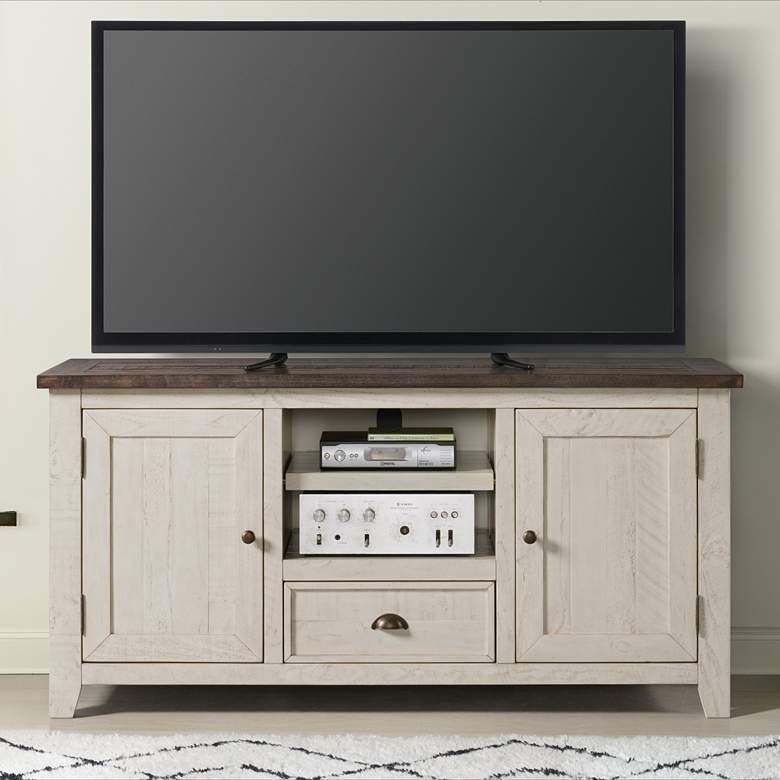 Image 1 Monterey 60 inch Wide Cream White and Brown Wood TV Stand