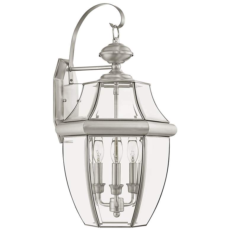 Image 4 Monterey Brushed Nickel Candelabra Base (E-12) Outdoor Wall Light more views